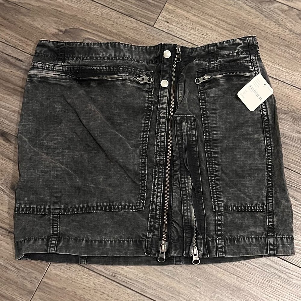 Free People Black Zipper Denim Skirt Size 4